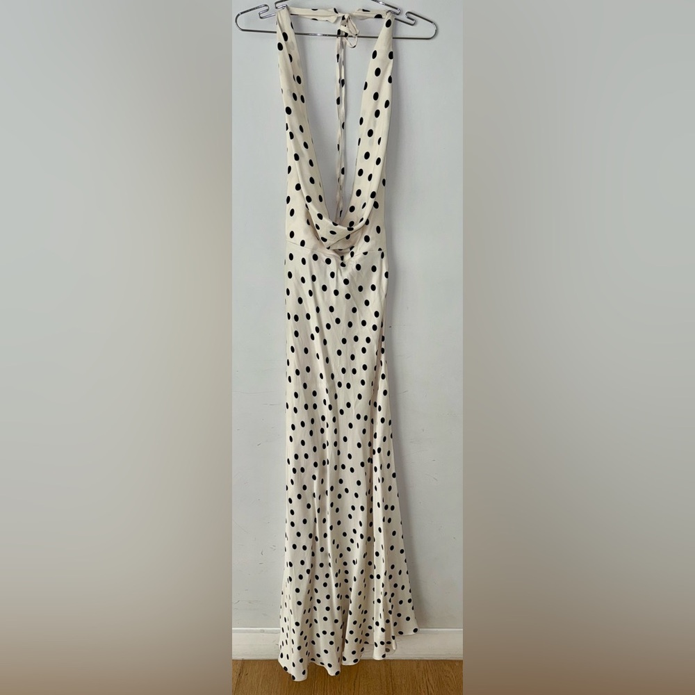 Elegant Polka Dot Maxi dress - Cream and Black